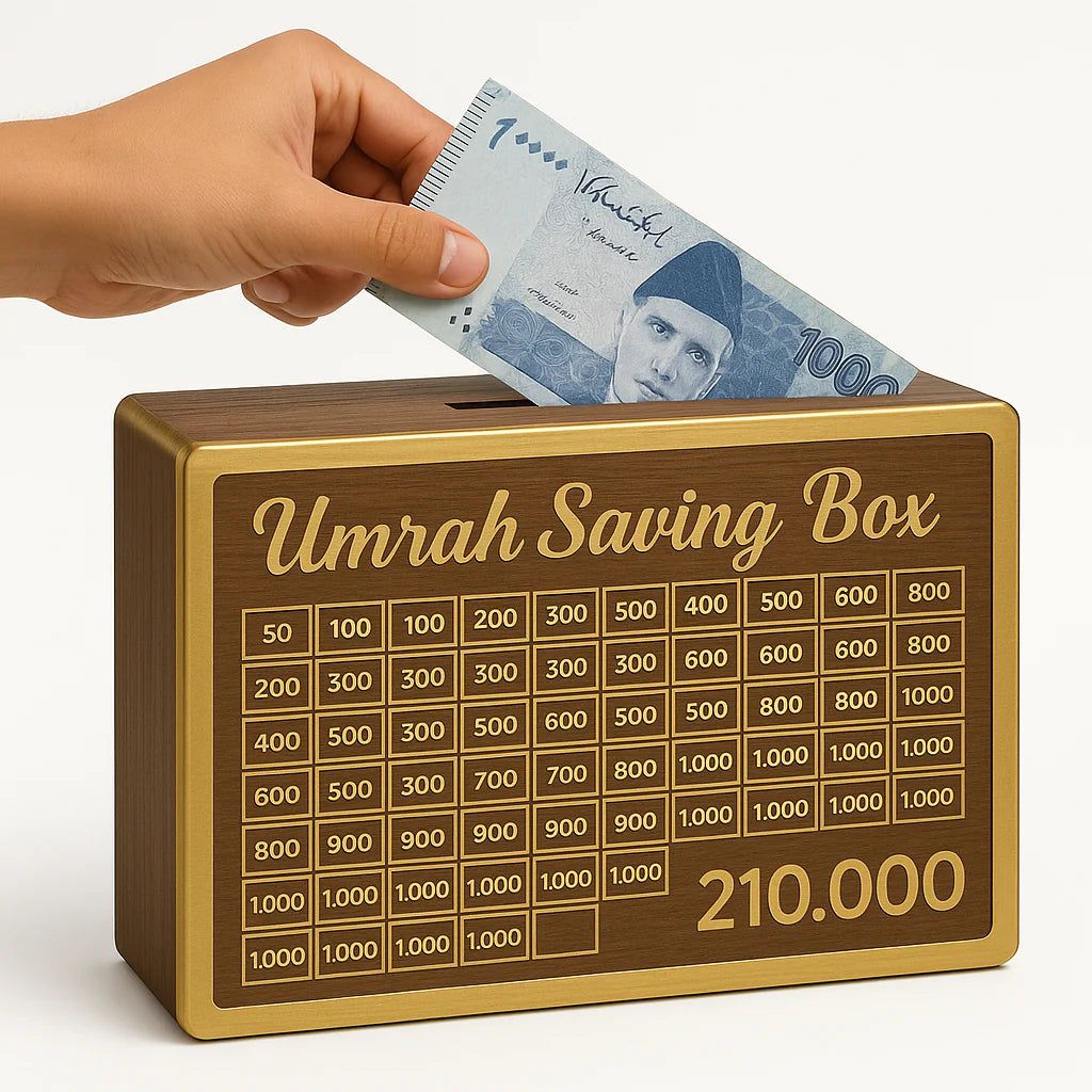Umrah Savings Box 280 Days Wooden Money Saving Jar for Hajj Umrah Islamic Halal Savings Plan