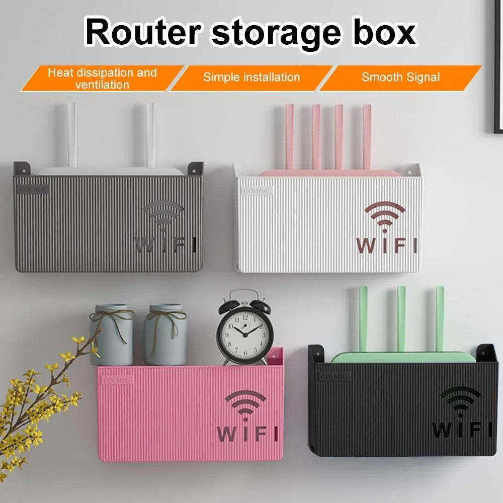 Router Storage Box Wireless Wifi Wall Hanging ABS Plastic Organizer Box Cable Power Bracket Router Organizer Box Home Storage Hotel