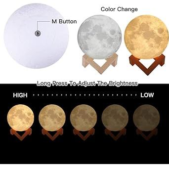 3D Moon Lamp 7Colour15 cm Changeable Sensor for Bedroom Touch Moonlight Lamp with Stand USB for Bedside