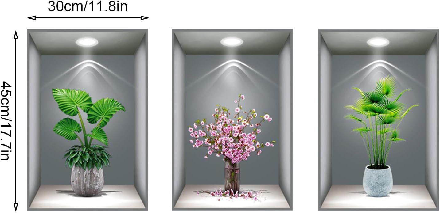 3 Sheets Flower Decoration Art Magic Sticker 3d Vinyl Removable Wall Sticker