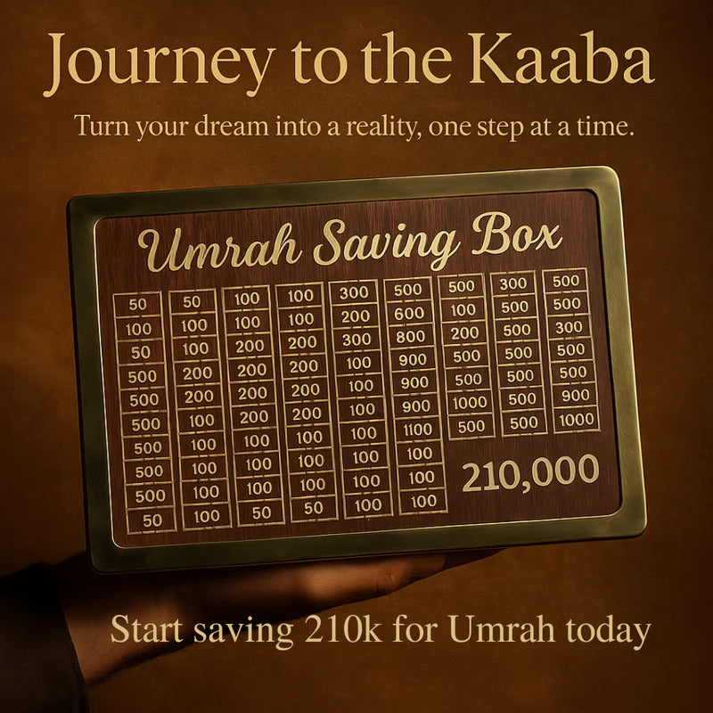 Umrah Savings Box 280 Days Wooden Money Saving Jar for Hajj Umrah Islamic Halal Savings Plan