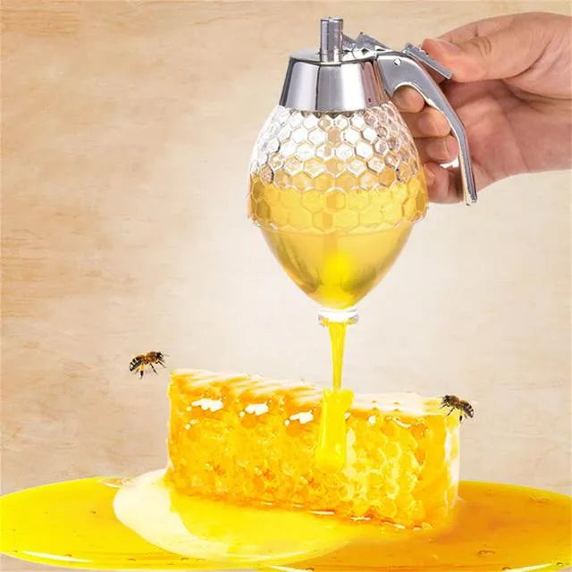 Elegant Crystal Honey Dispenser Honey Syrup Bee Pot Jar