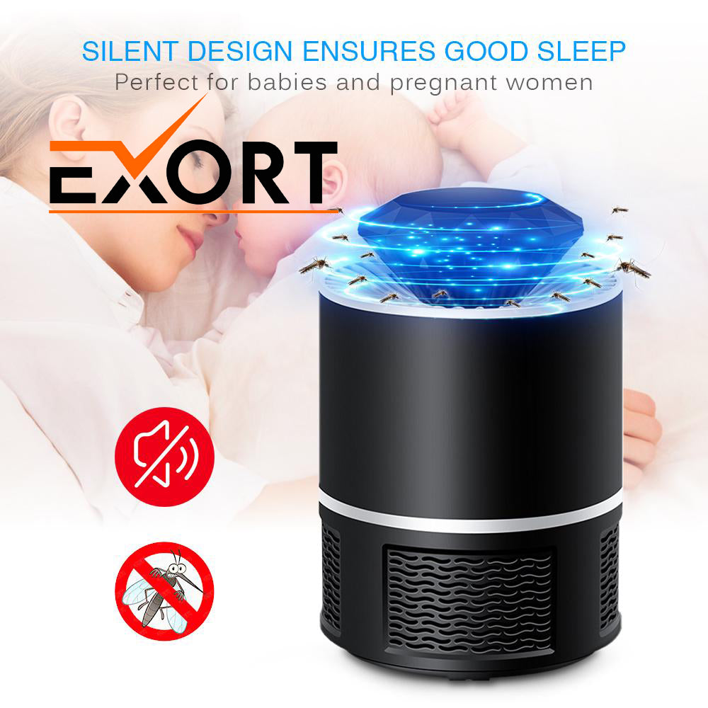 EXORT Electric Mosquito Trap Blue Light Mosquito Killer Lamp with USB Power Suction Fan No Zapper Child Safe
