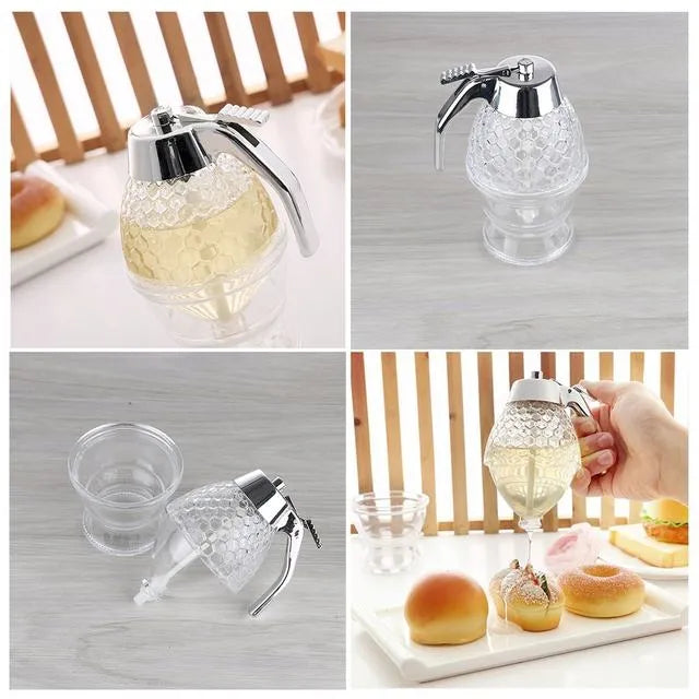 Elegant Crystal Honey Dispenser Honey Syrup Bee Pot Jar