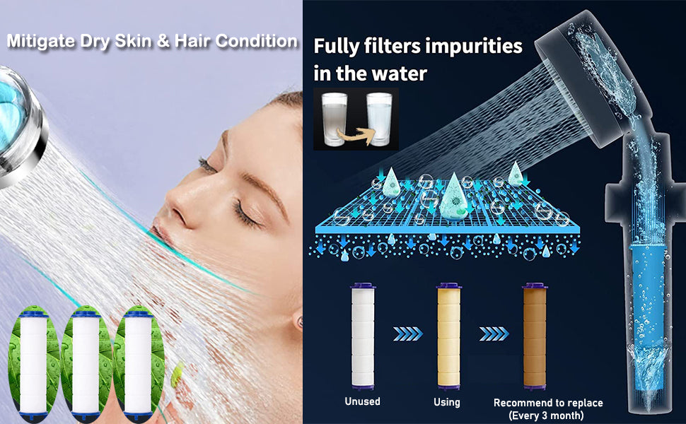 Shower Head 360 Degree Rotation Water Saving Flow Turbofan Hydraulic Injection High Pressure Sprayer Bathroom Accessories