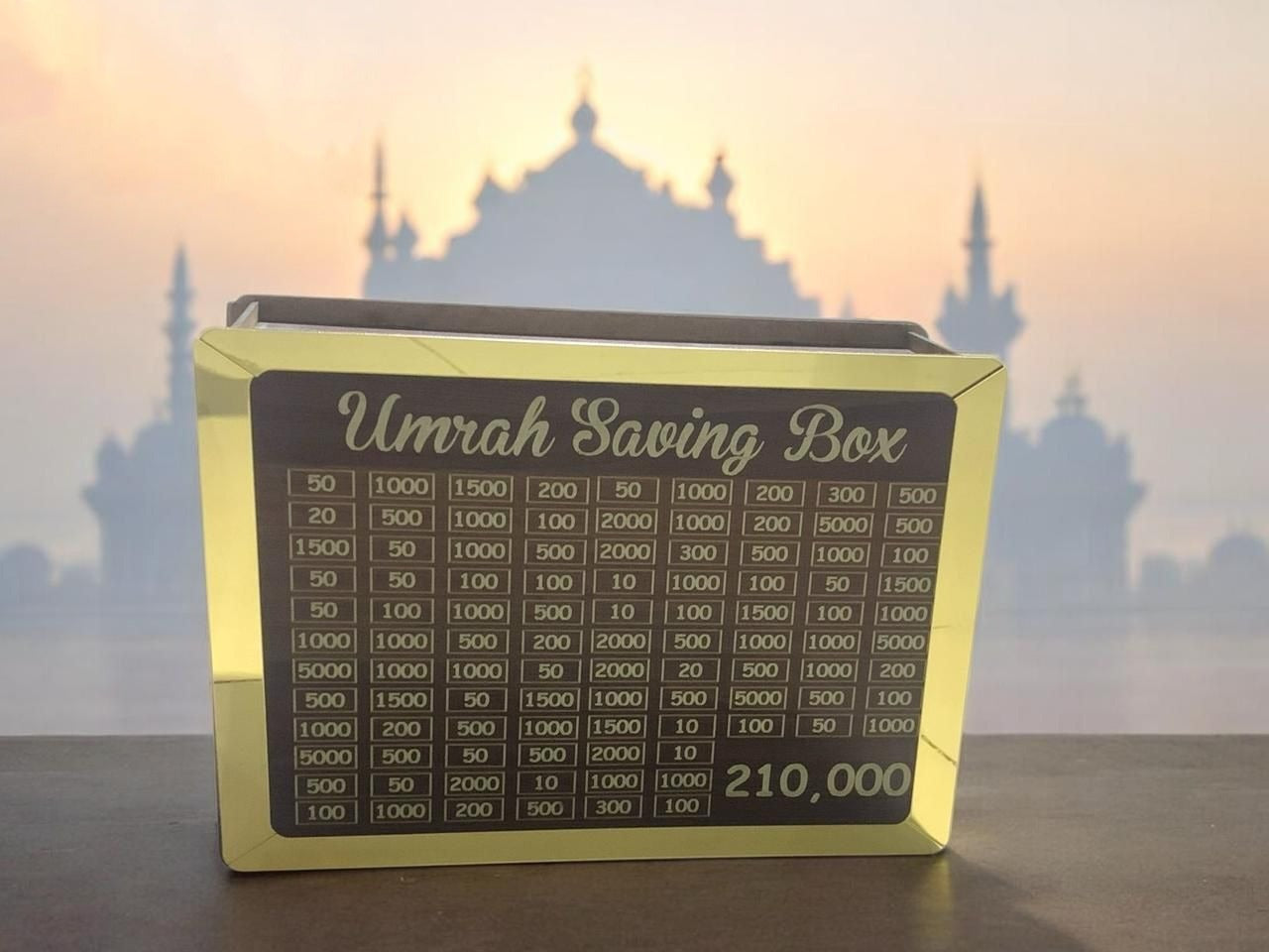 Umrah Savings Box 280 Days Wooden Money Saving Jar for Hajj Umrah Islamic Halal Savings Plan