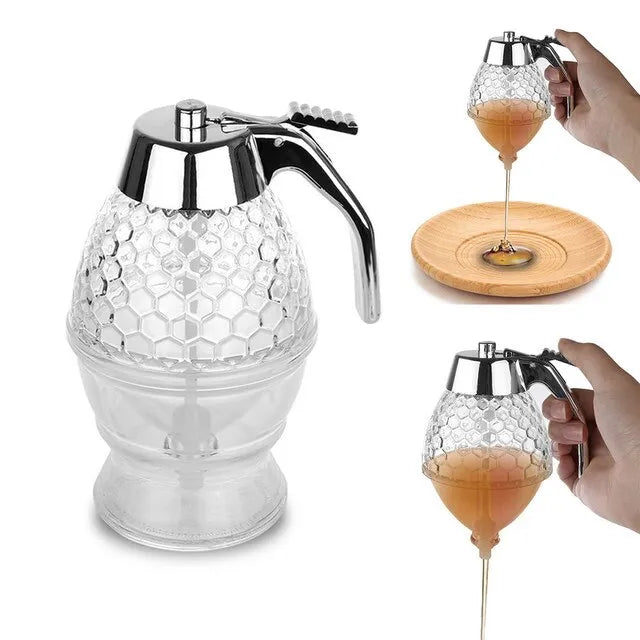Elegant Crystal Honey Dispenser Honey Syrup Bee Pot Jar