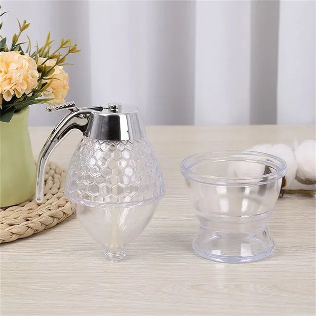 Elegant Crystal Honey Dispenser Honey Syrup Bee Pot Jar