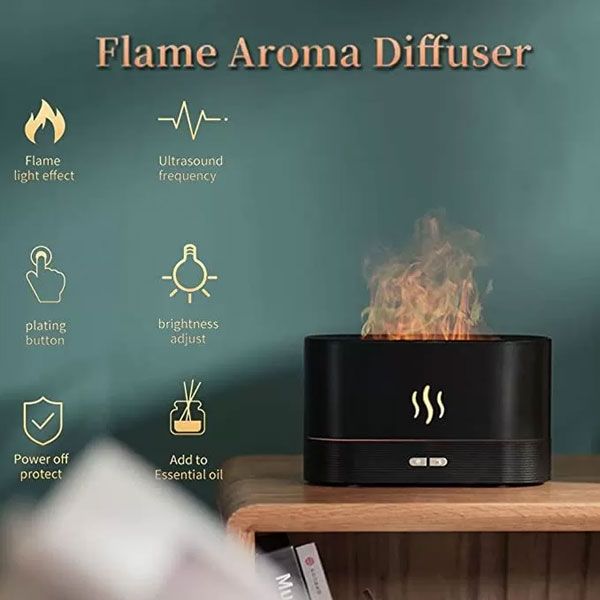 Flame Humidifier And Aroma Diffuser Realistic Flame Effect Portable and Versatile Usage