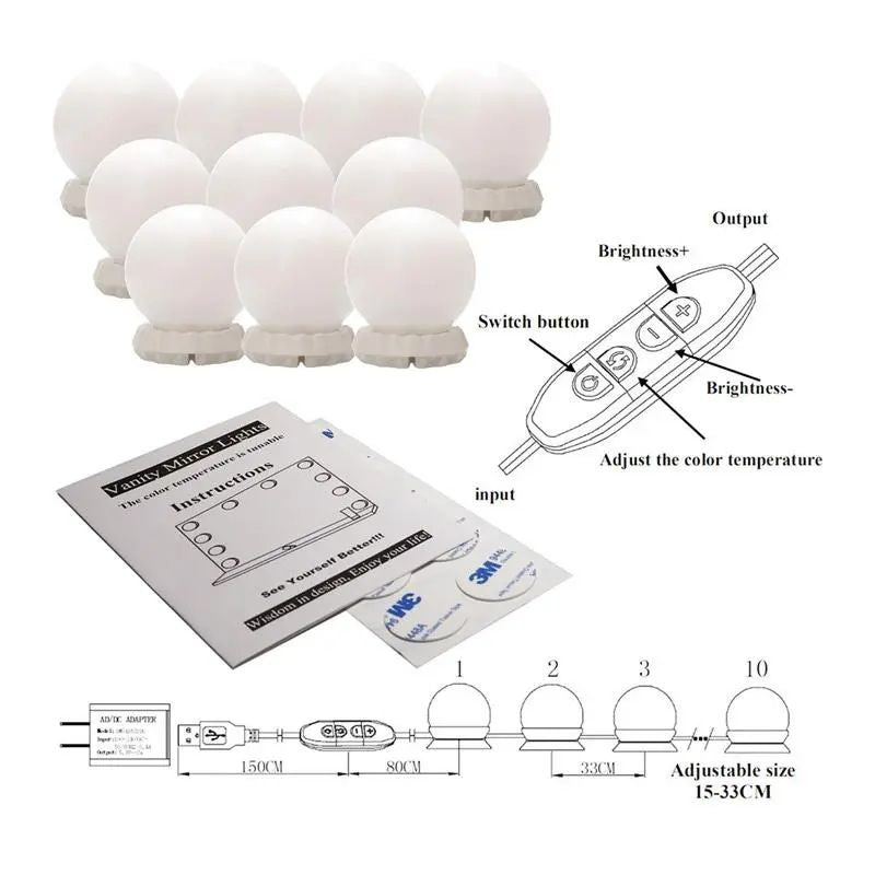 Vanity Mirror Light LED Bulbs for Makeup Mirror Stand (10 Bulbs)