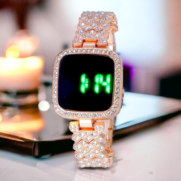 Ladies Led Touch Watch With Rhinestone Bracelet